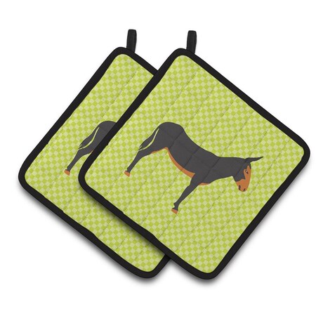 Carolines Treasures Catalan Donkey Green Pair of Pot Holders BB7681PTHD